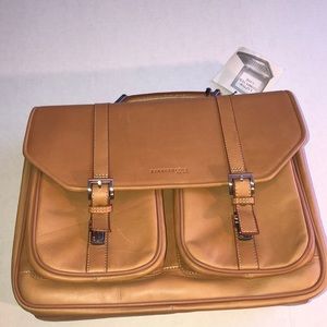Kenneth Cole Tan Leather Laptop Bag NEW
